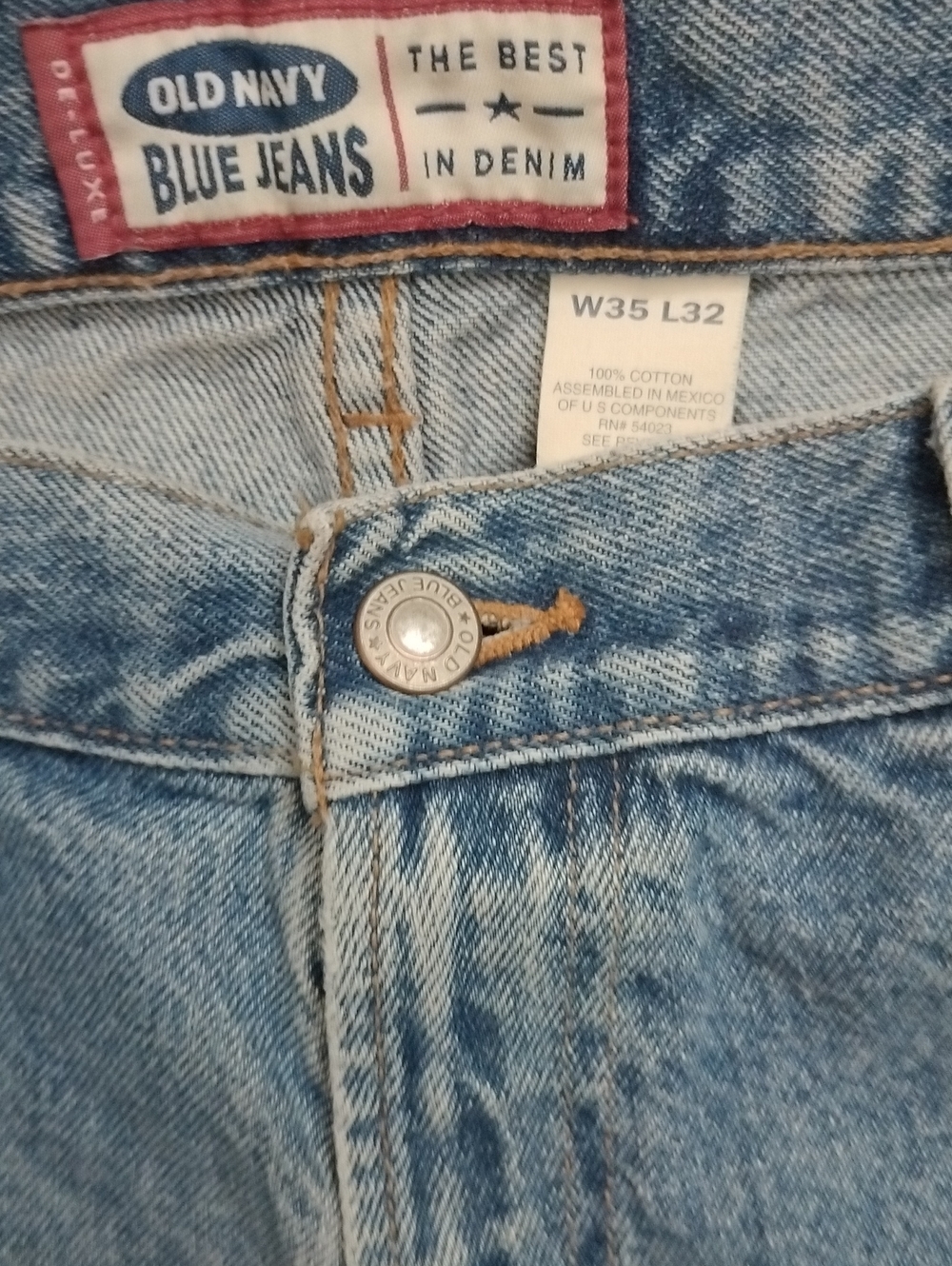 Men's VTG Old Navy Straight Leg Classic Denim Jeans 35x32, Light/Med Blue Wash - Picture 5 of 16